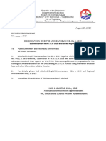 August 19, 2019: Dissemination of Deped Memorandum No. 88, S. 2019 "Submission of W.A.T.C.H Club and Other Reports"