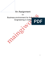 An Assignment: Business Environment For Automobile Engineering in India