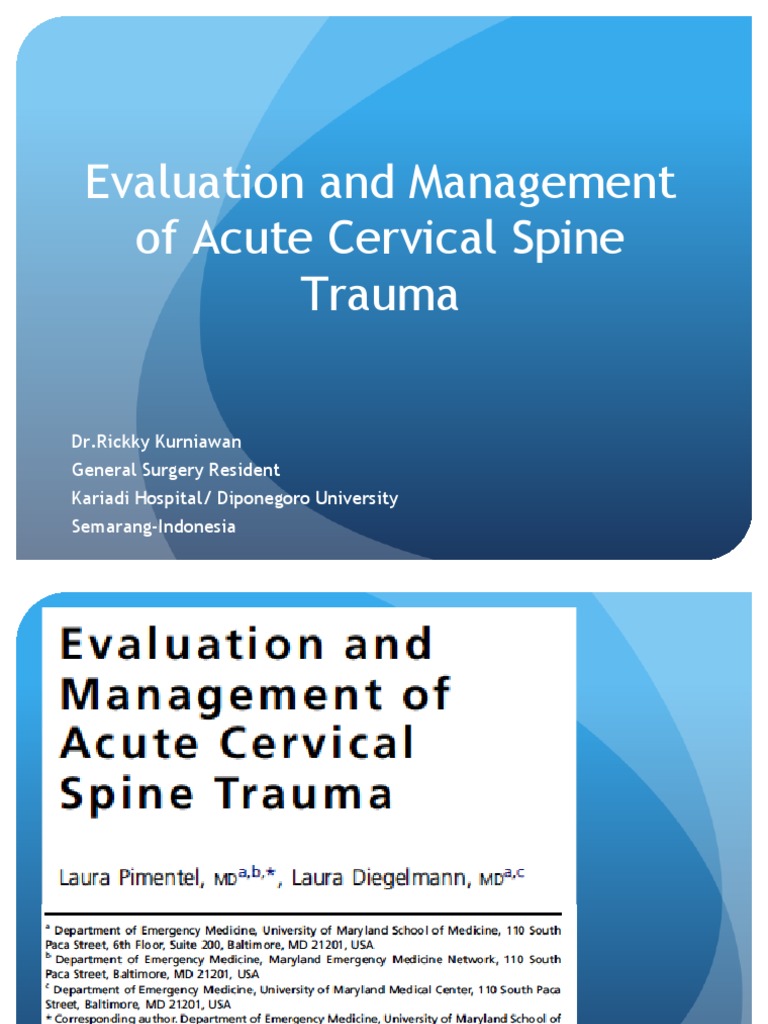Acute Cervical Spine Trauma Management | PDF | Vertebra | Vertebral Column