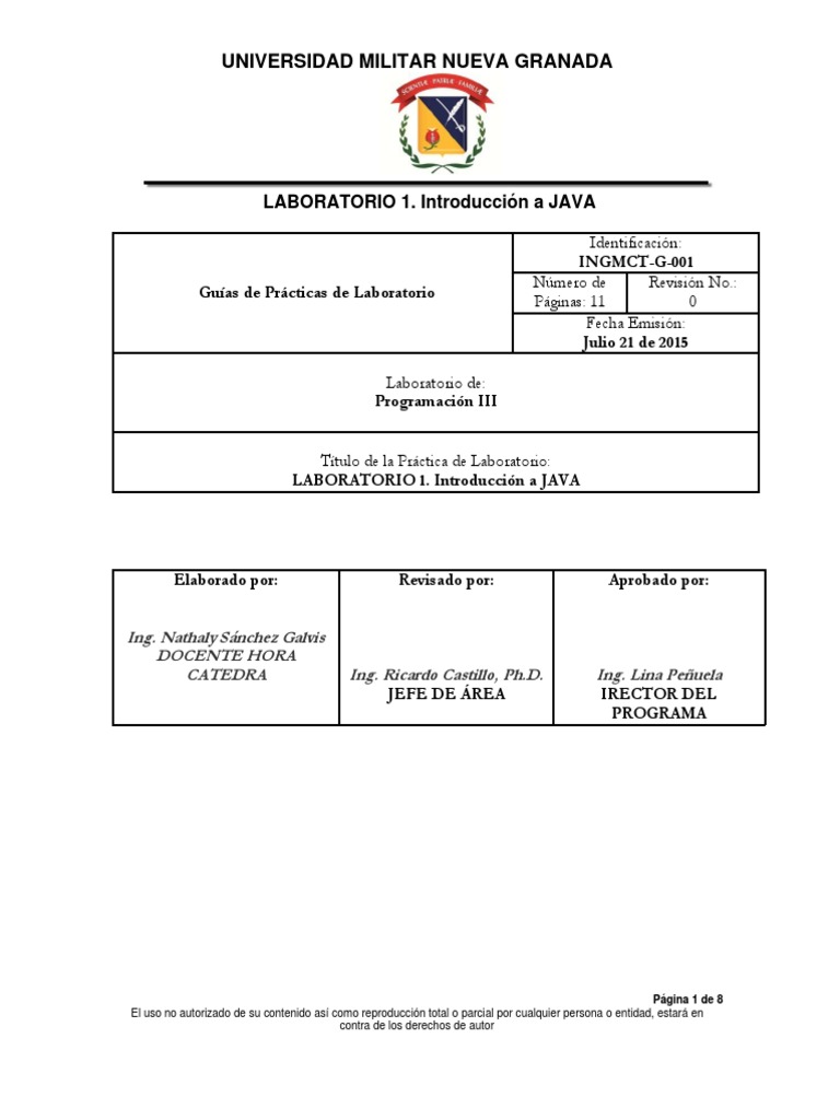Introducción a Java: Laboratorio 1 | PDF | Entorno de desarrollo ...