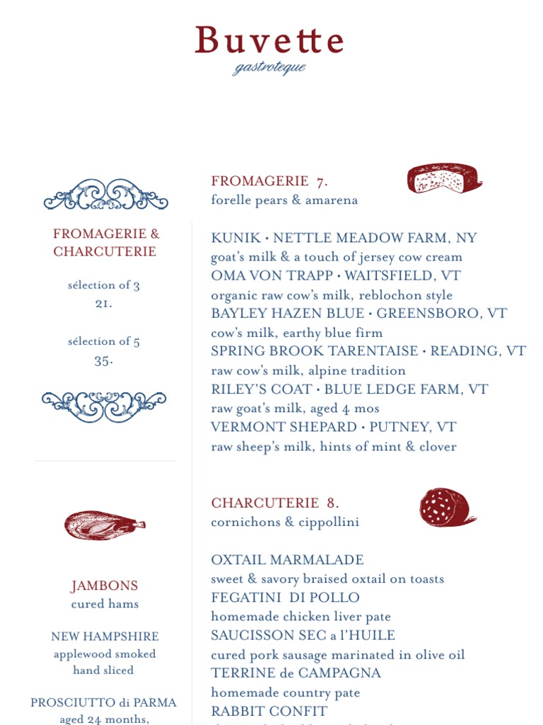 Buvette NYC Menu Highlights | PDF | Cooking, Food & Wine