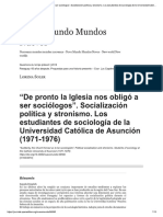 “De pronto la Iglesia nos obligó a ser sociólogos". Socialización política y stronismo (1971-1976)