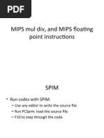 MIPS Mul Div, and MIPS Floating Point Instructions