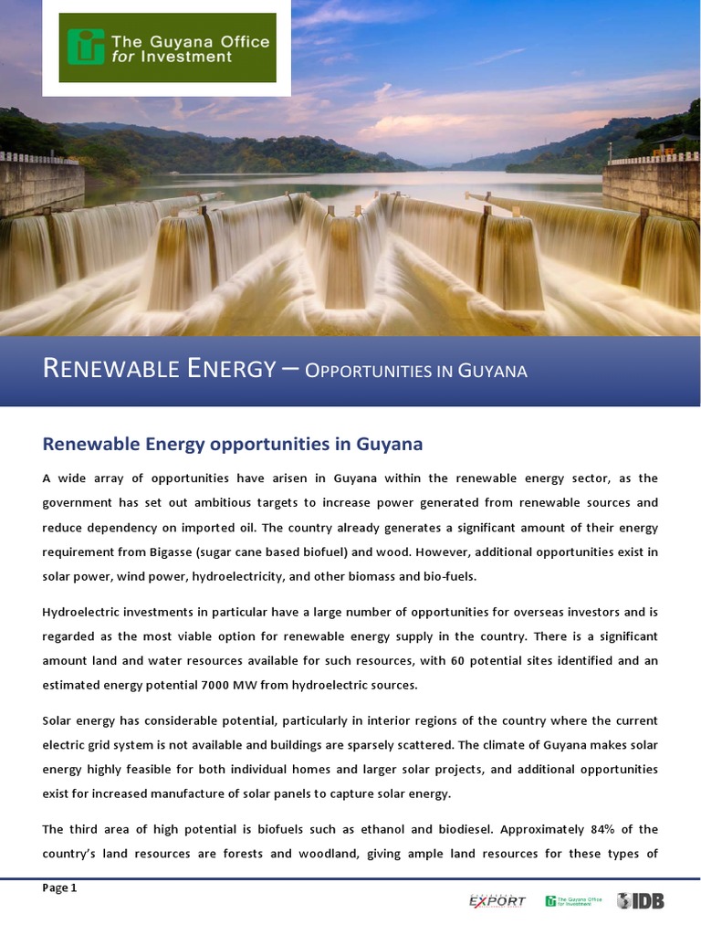 Guyana Embarks on Ambitious Efforts to Harness Renewable Energy and Reduce Carbon Footprint