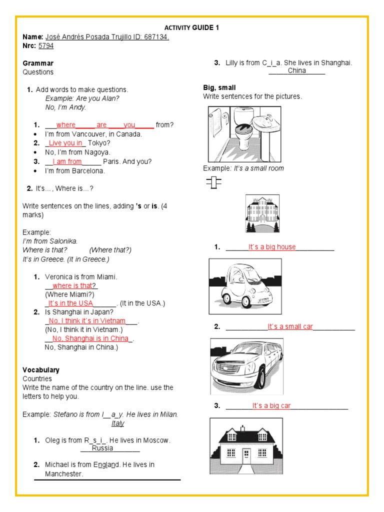 ACTIVITY GUIDE 1 Desarrollado | PDF