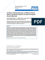 Incidence of Salmonella Spp. in Different Animal Species and Meat Products in Ecuador During The Period 2009-2019