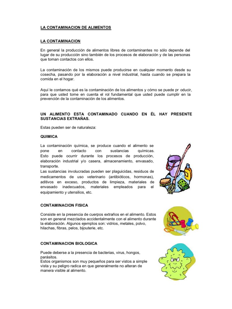 La Contaminacion de Alimentos | PDF | Alimentos | Contaminación