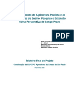 Crescimento Da Agricultura Paulista e As Instituições de Ensino, Pesquisa e Extenção Numa Perspectiva de Longo Prazo