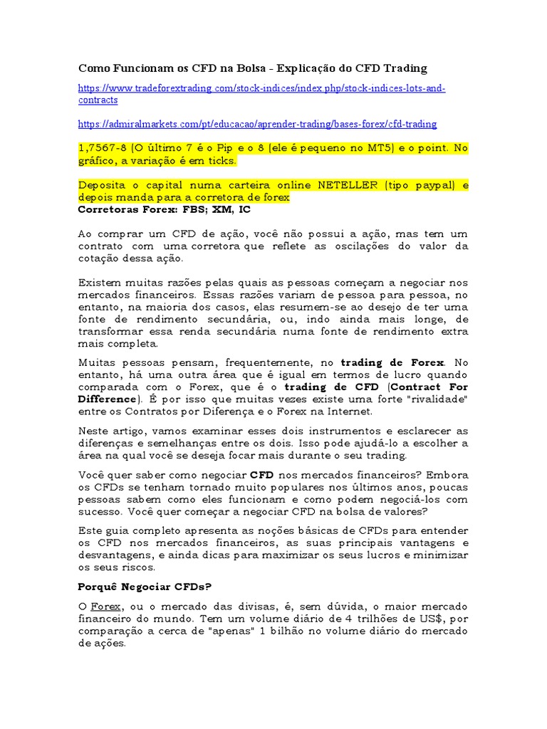 Como Funcionam Os CFD Na Bolsa | PDF | Negócios