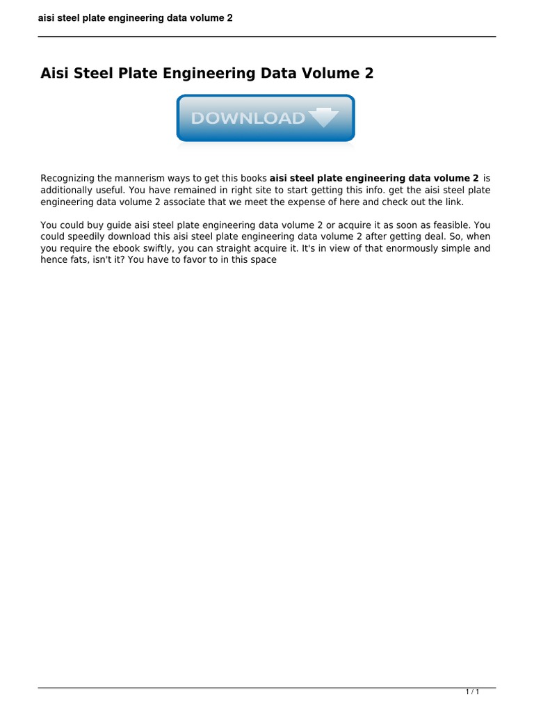 Aisi Steel Plate Engineering Data Vol 2 PDF