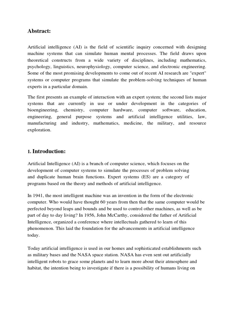 Overview of AI and Expert Systems | PDF | Artificial Intelligence ...