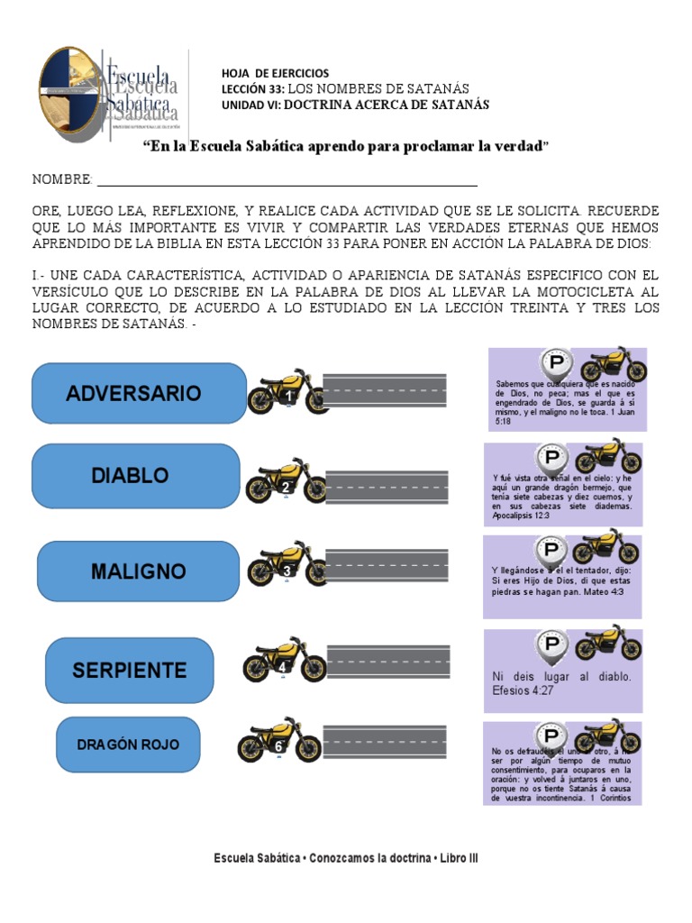 Hoja de Ejercicios de La Leccion 33 | PDF | Satán | Diablo