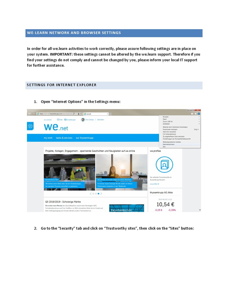 Web Settings for We.Learn Access | PDF | Computers | Technology ...