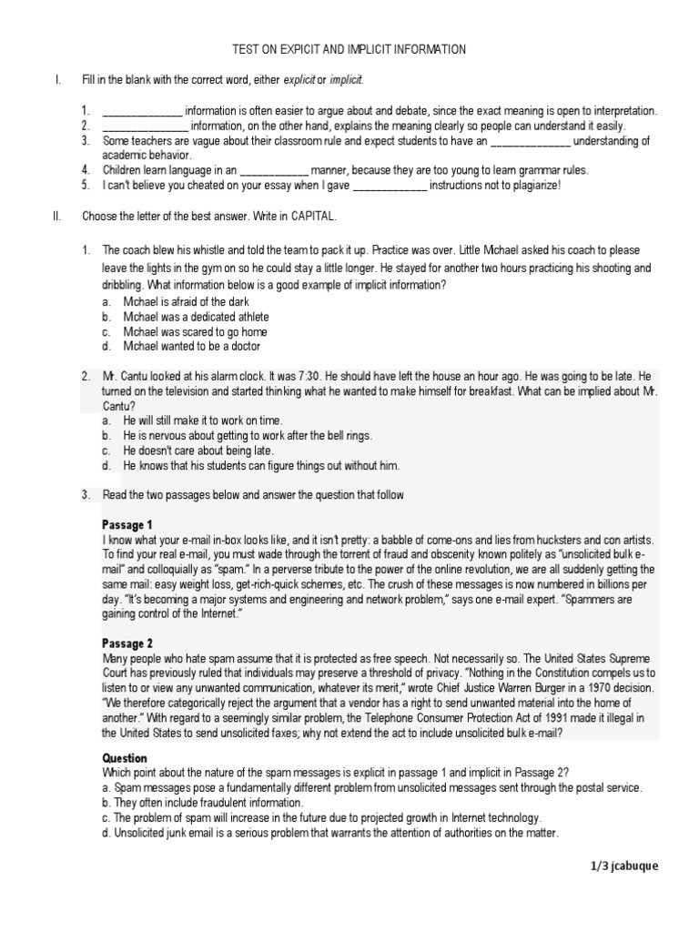 Explicit and Implicit Test | PDF | Email Spam | Spamming