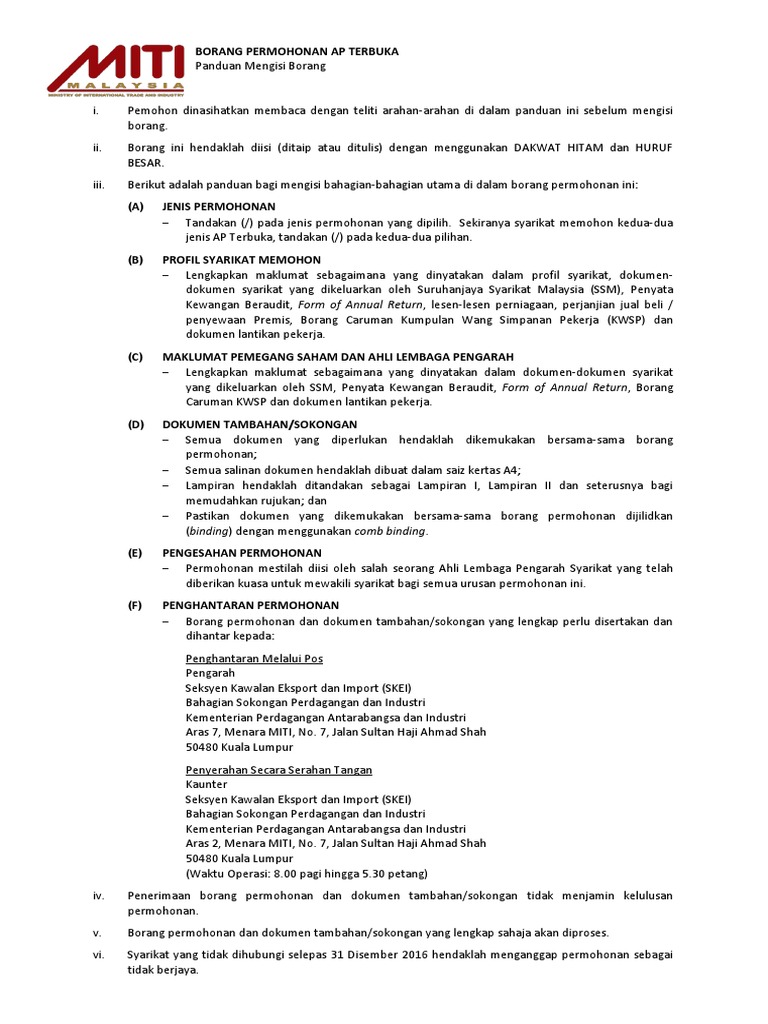 Miti Borang Permohonan Ap Terbuka Pdf