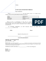 DEED OF SALE OF MOTOR VEHICLE - Sample