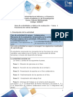 Guía de Actividades y Rúbrica de Evaluación - Unidad 1 - Tarea 1 - Funciones de Varias Variables