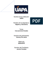 Tarea Semana V - Ejercicios Sobre Inecuaciones Lineales - Hommy de Jesus 2020-00157