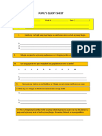 Pupils Query Sheet