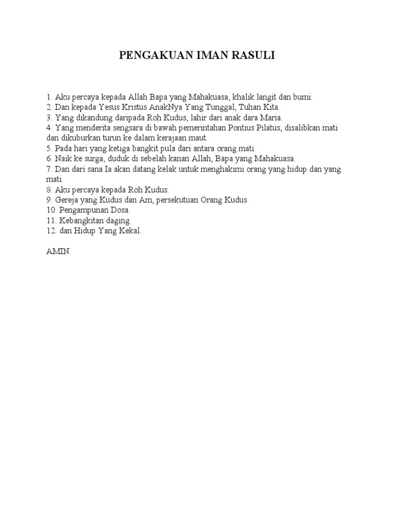 Pengakuan Iman Rasuli | PDF