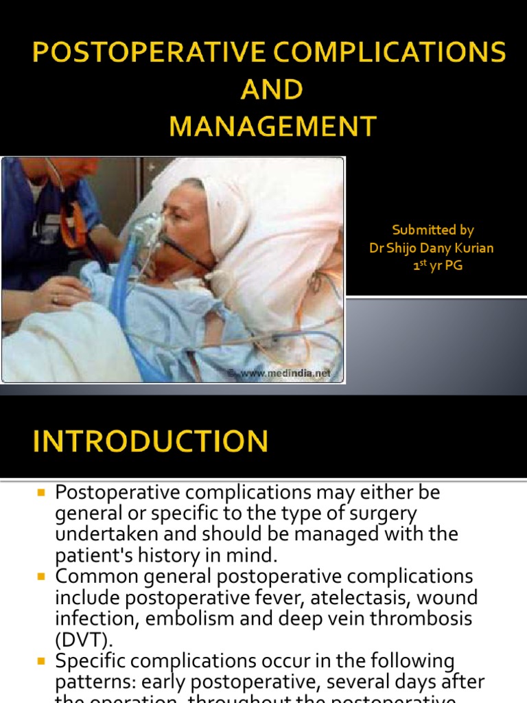 Postoperative Complications Guide | PDF | Sepsis | Pneumonia