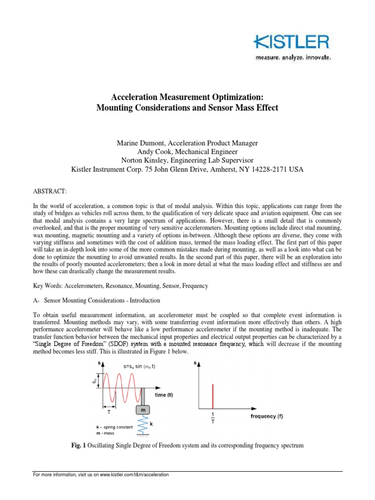 Acceleration Measurement Optimization Mounting Considerations and