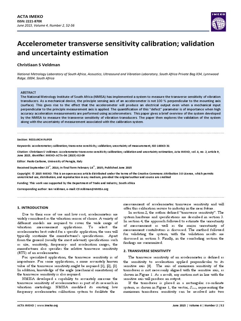 Accelerometer Transverse Sensitivity Calibration Validation PDF | PDF ...