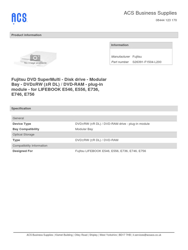 Fujitsu DVD SuperMulti Drive for LIFEBOOK | PDF | Technology & Engineering