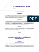 Reglamento Ley Organica Del Presupuesto Acuerdo Gub 540 2013 PDF