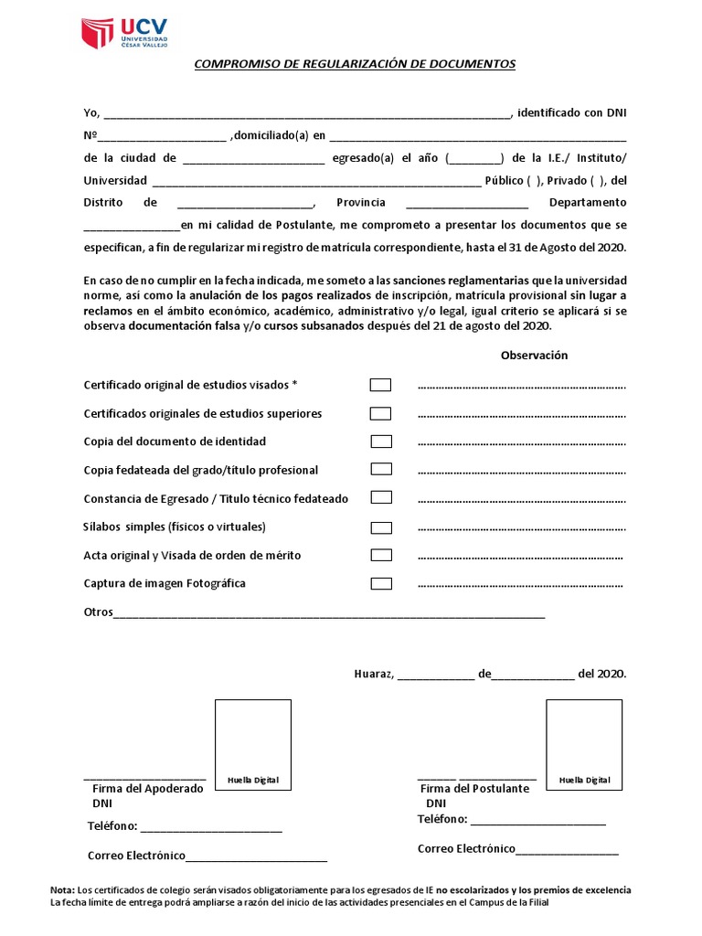 Compromiso de Regularización Documental | PDF | Business