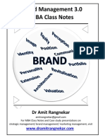 Brand Management 3.0 MBA Class Notes: DR Amit Rangnekar