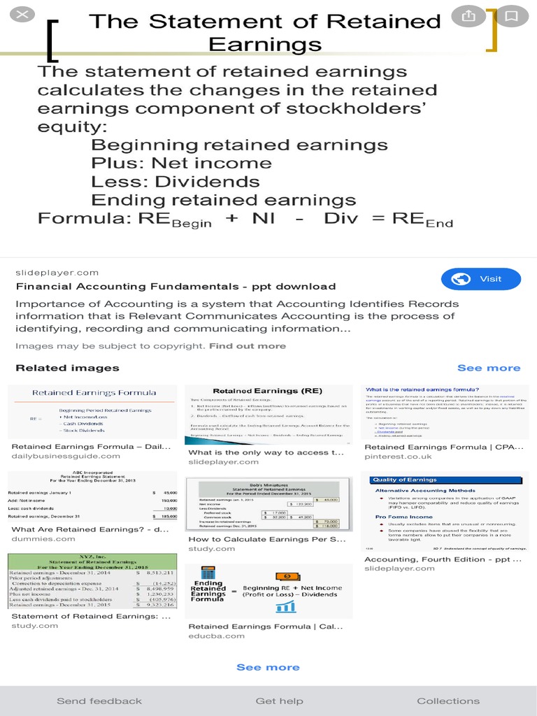 Dividend and Retained Earnings Formula Google Search PDF Retained