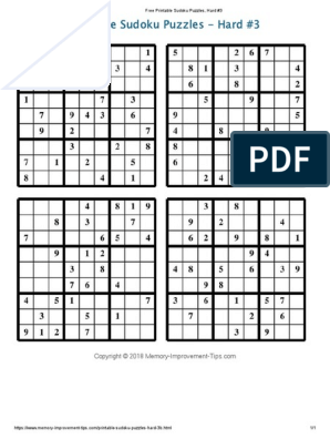 Free Printable Hard Sudoku with the Answer #13553