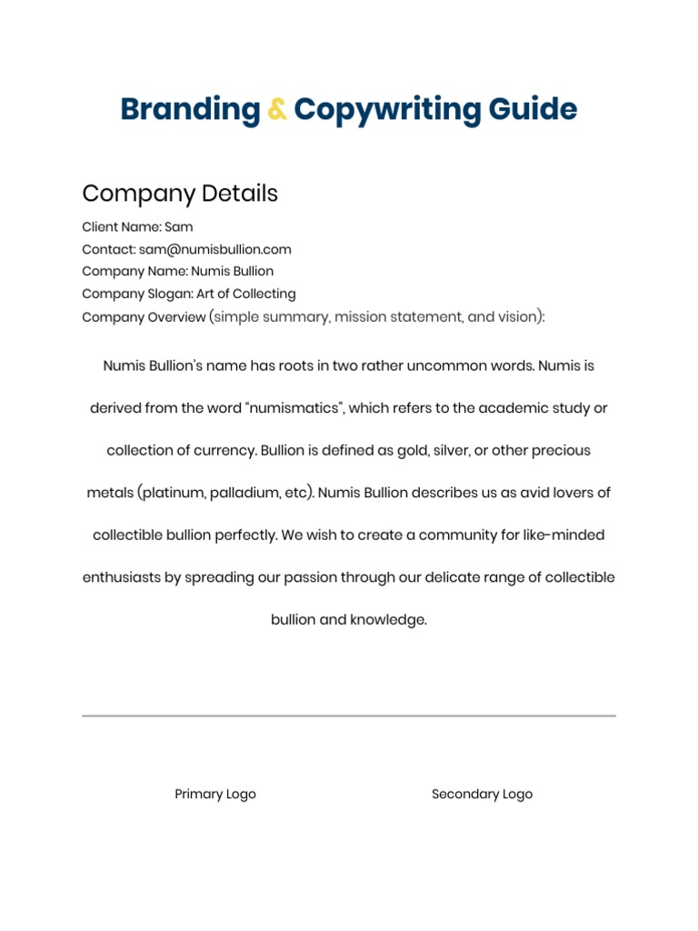 Brand Copywriting Guidelines | PDF | Bullion | Letter Case
