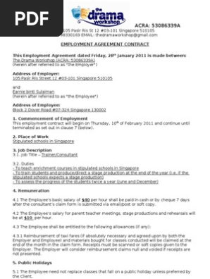 EMPLOYMENT AGREEMENT CONTRACT TDW