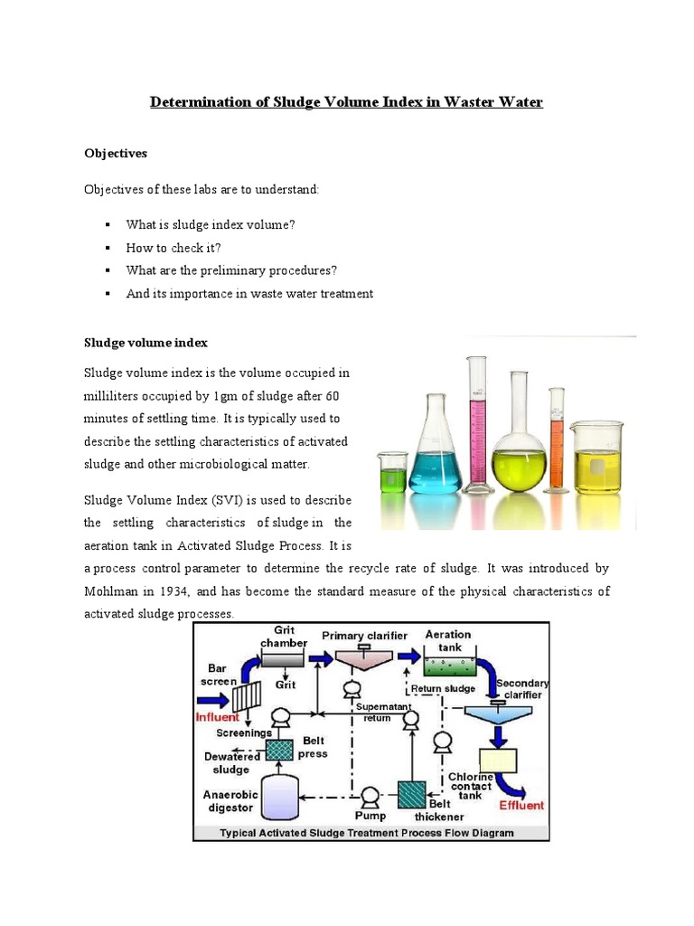 Determination of Sludge Volume Index in Waster Water PDF Filtration Environmental Technology