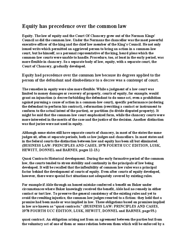 Equity's Supremacy Over Common Law | PDF | Equity (Law) | Assignment (Law)