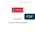 Application Form For: Application of LUC Post-Doctoral Fellow (Research)