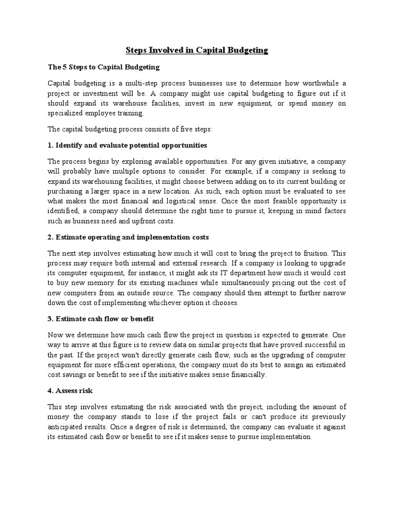 Capital Budgeting Process Steps | PDF | Capital Budgeting | Budget