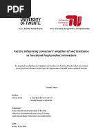 Factors Influencing Consumers' Adoption of and Resistance To Functional Food Product Innovations