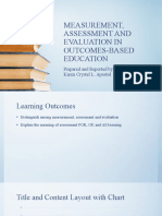 Measurement, Assessment and Evaluation in Outcomes-Based Education