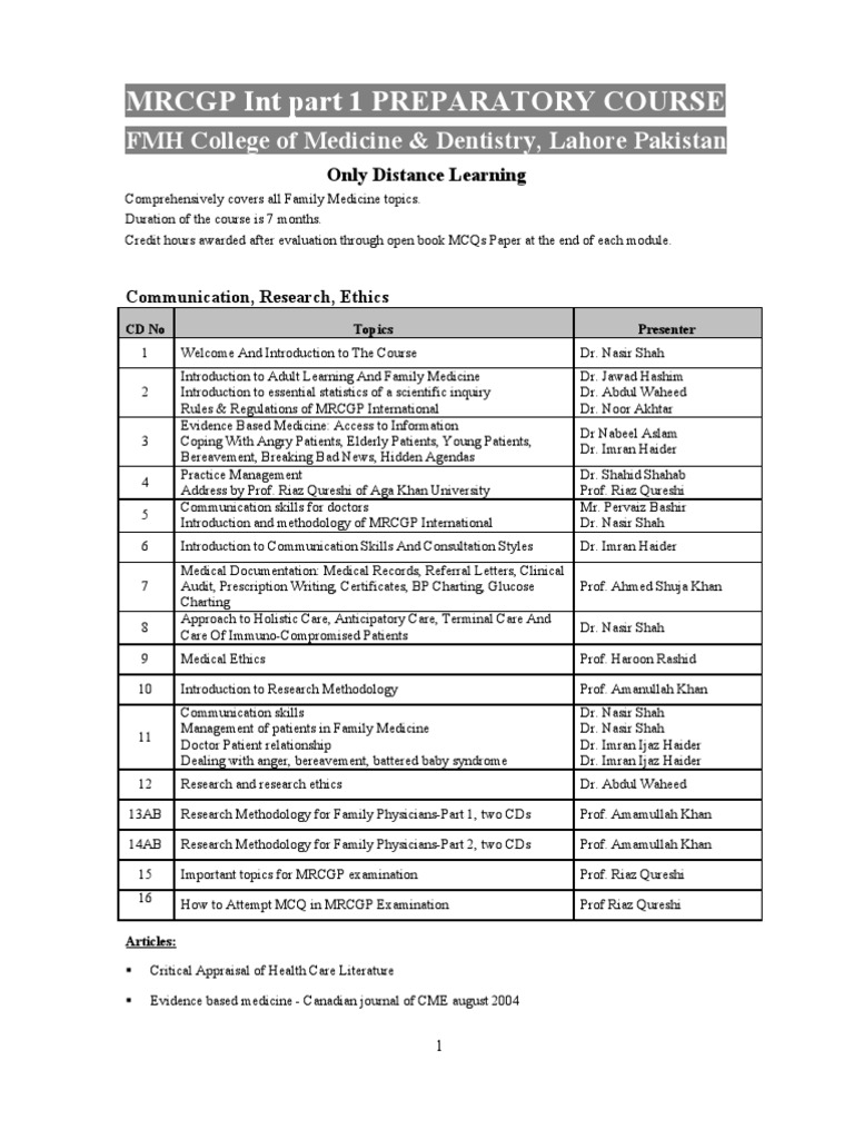 MRCGP Part 1 Distance Learning Course | PDF | Respiratory Diseases ...