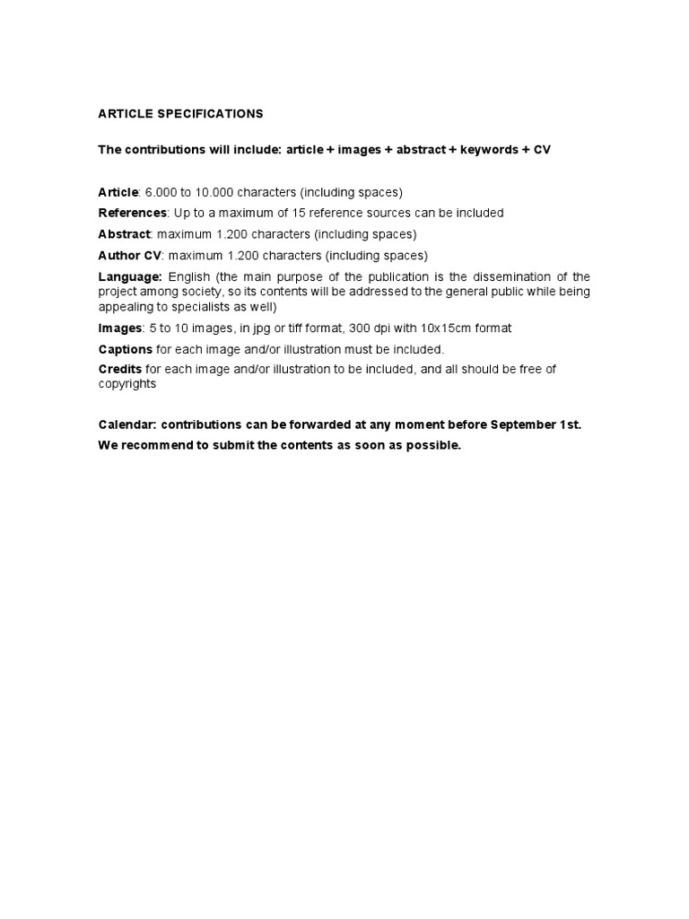 Article Specifications PDF | PDF