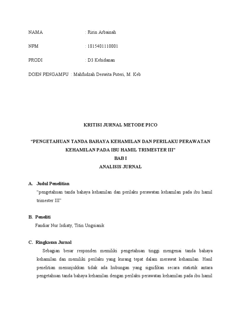 Analisis Jurnal Metode Pico | PDF