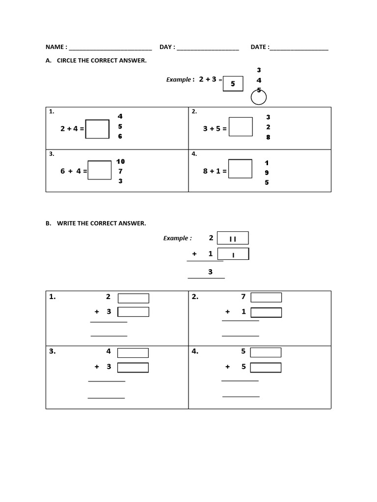 Grade 1 Maths Worksheet | PDF