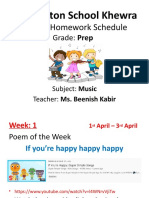 Winnington School Khewra Weekly Homework Schedule Music Poem