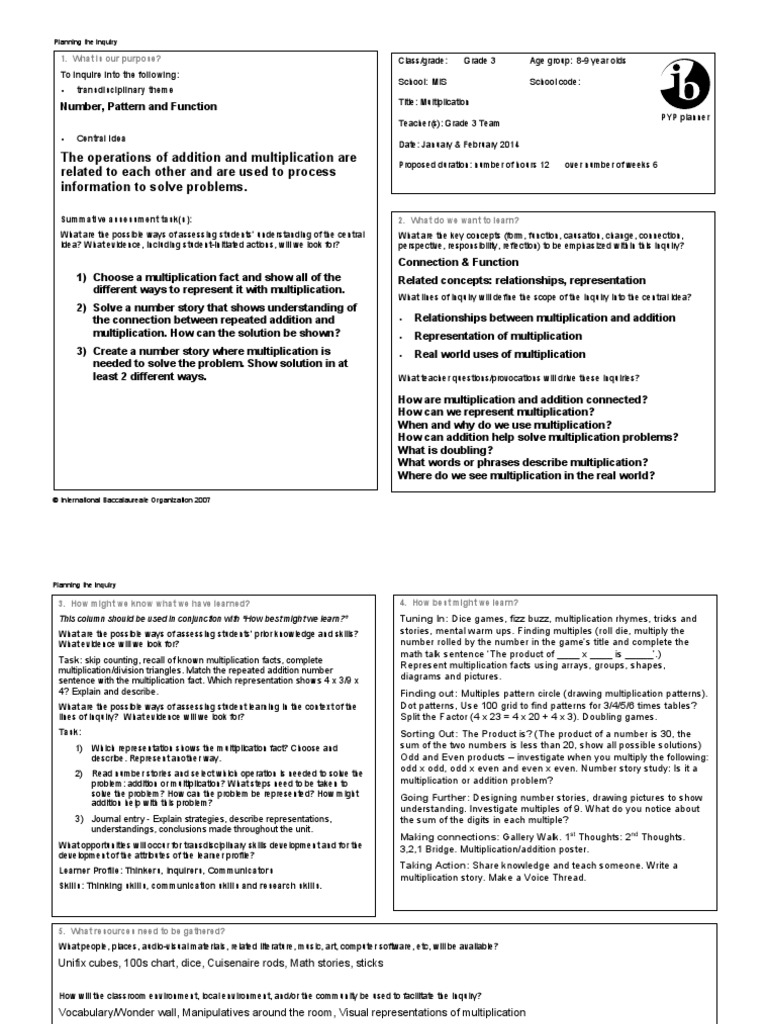 Mathematics Number Planner | Download Free PDF | Inquiry | Understanding