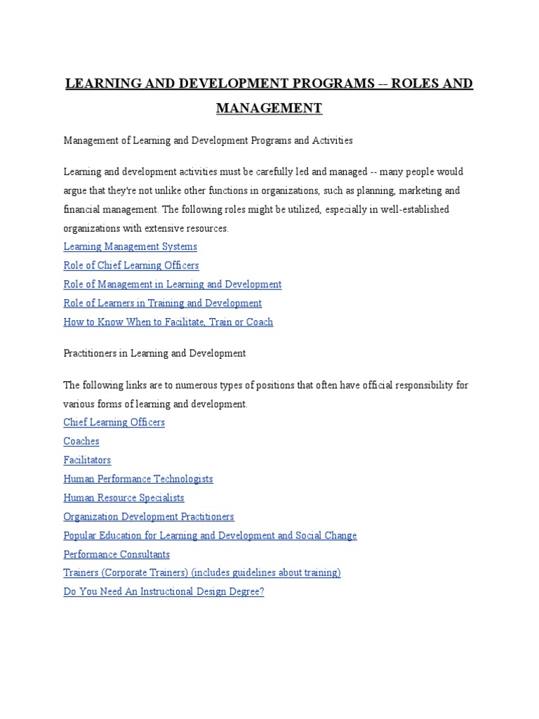 Managing Learning and Development Programs | PDF | Competence (Human ...
