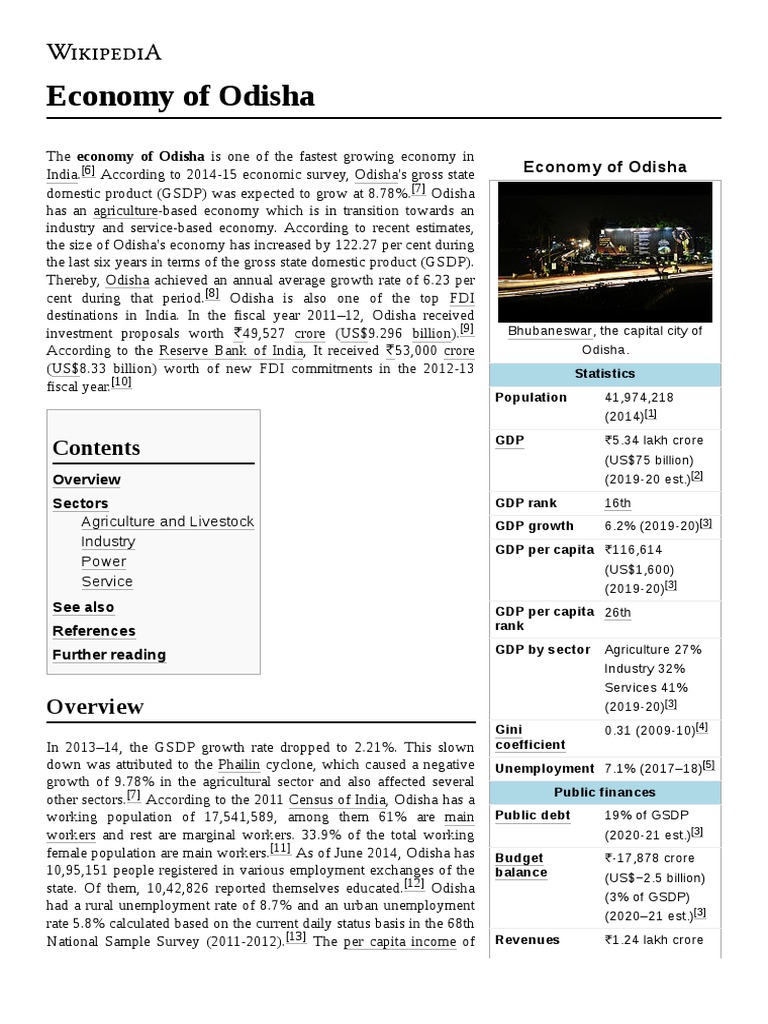Economy of Odisha PDF Economies Business