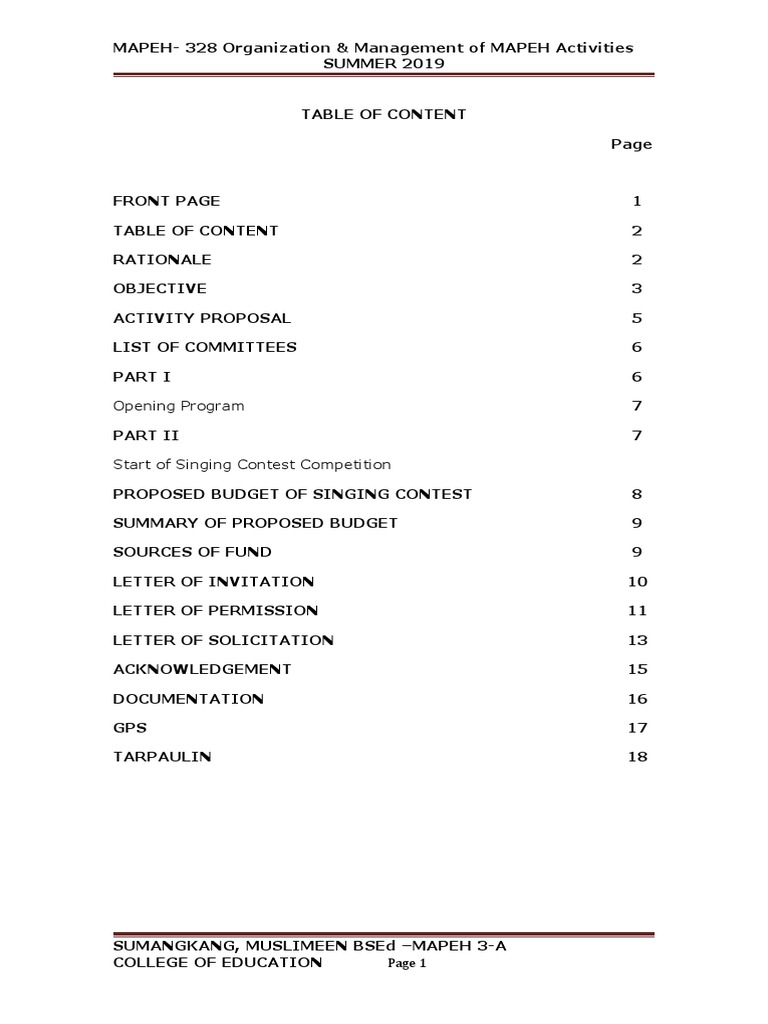 Singing Contest Organization Guide | PDF
